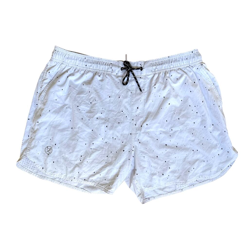LEGENDS Men's Luka Athletic Shorts in White & Black Splatter Size 2XL XXLarge